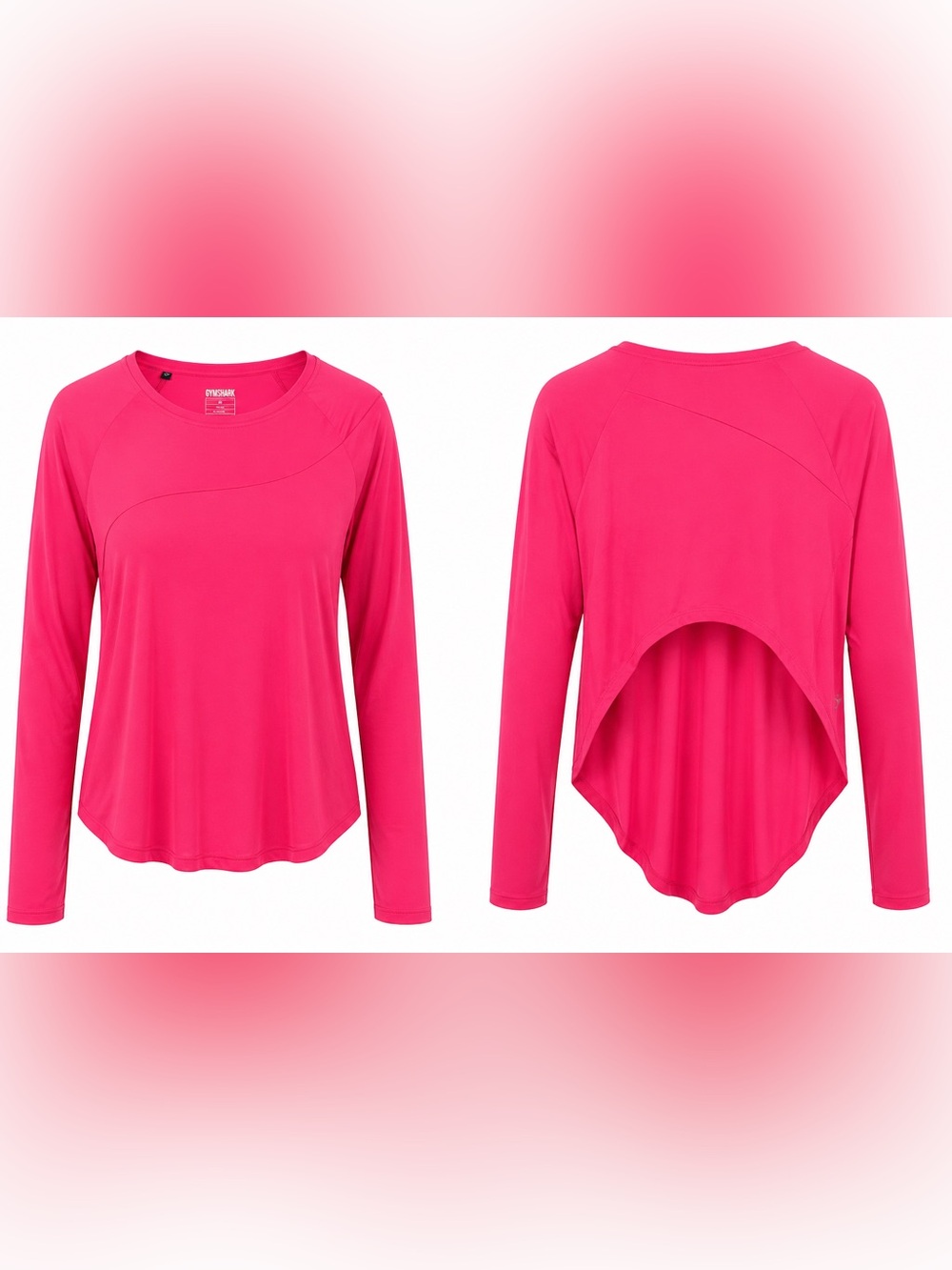 Gymshark Size Large High Back Vibrant Pink Long Sleeve Top